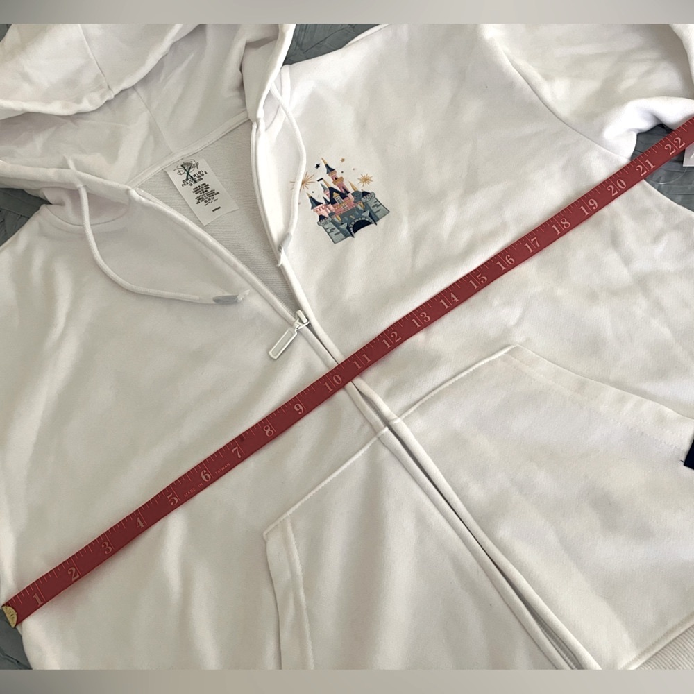 Disney castle zipper hoodie sweatshirt, white and teal, size Large - NWT - Picture 10 of 12